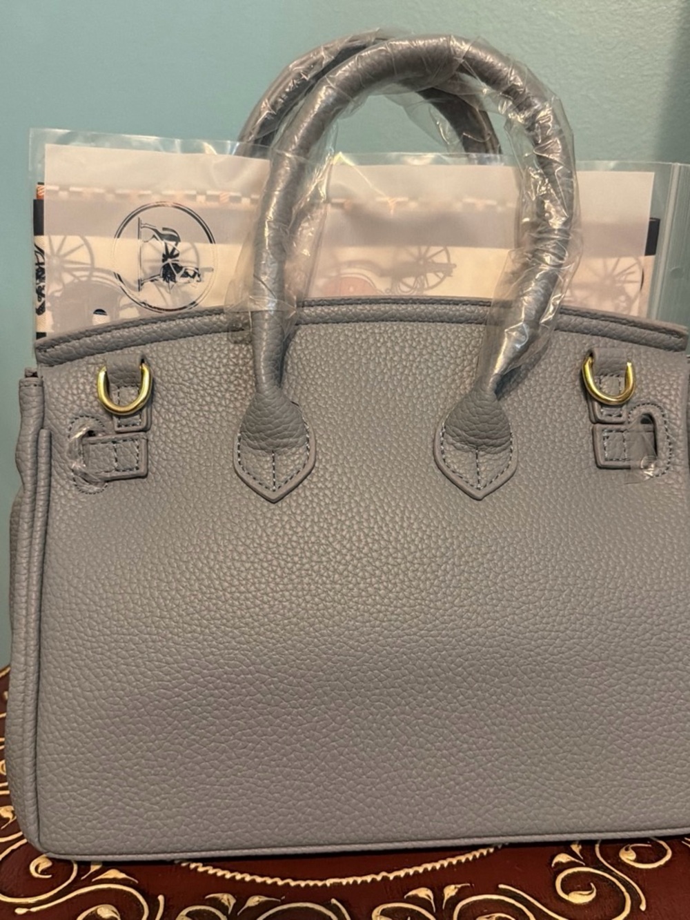 Classic Gray Pebbled Leather Tote Bag - Women